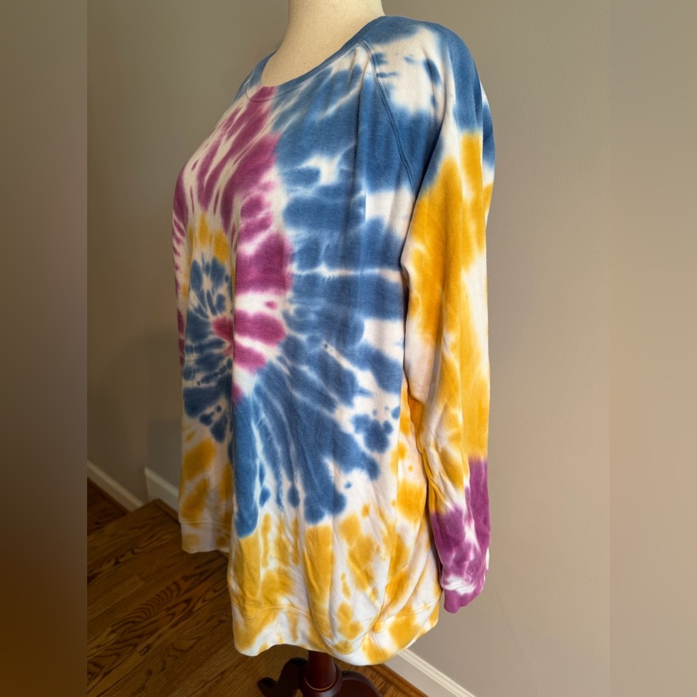 NWT Torrid Blue/Yellow/Purple Tie-Dye Fleece Sweatshirt - Torrid Size 4 (26, 4X) - Picture 4 of 14